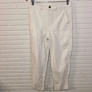J. Crew Ivory Neutral Cotton Cropped Spring Casual Pants, Women’s Size 6